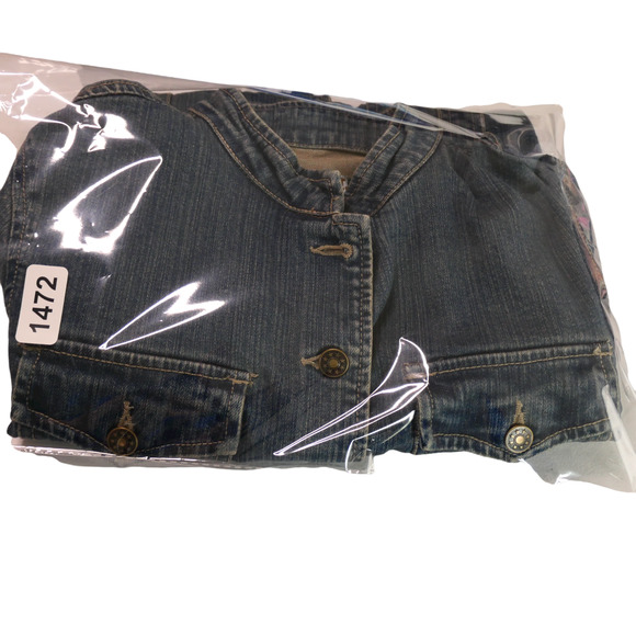 AMI Distressed Denim Trucker Jacket Women Small Blue Vintage Inspired Streetwear - Picture 6 of 6